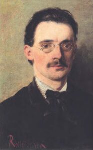 Painting of a young man of the late 19th century. 